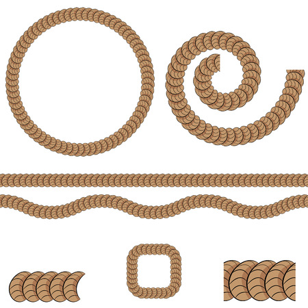 An image of a repeating rope pattern icon set.のイラスト素材