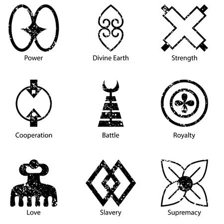 An image of an African Adinkra symbol icon set.のイラスト素材