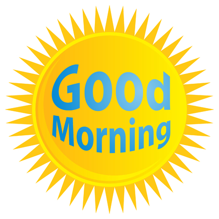 An image of a sunrise with good morning text.のイラスト素材