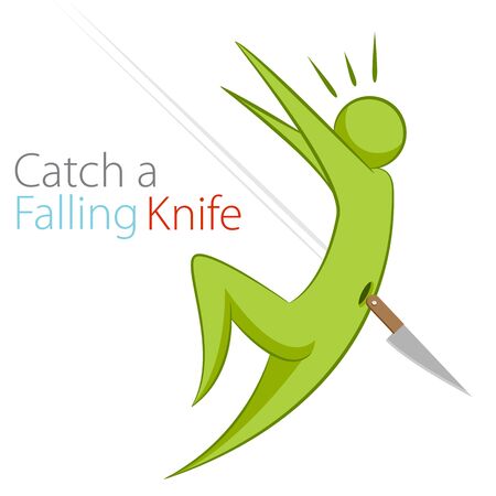 An image of the metaphor to catch a falling knife.のイラスト素材