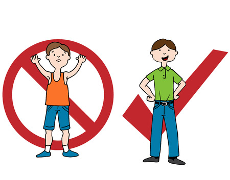 An image of one man following the business dress code and one who is not.のイラスト素材