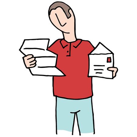 An image of a Man Reading Letter.のイラスト素材