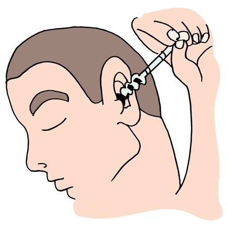 An image of a Man cleaning his ears using a tool.のイラスト素材