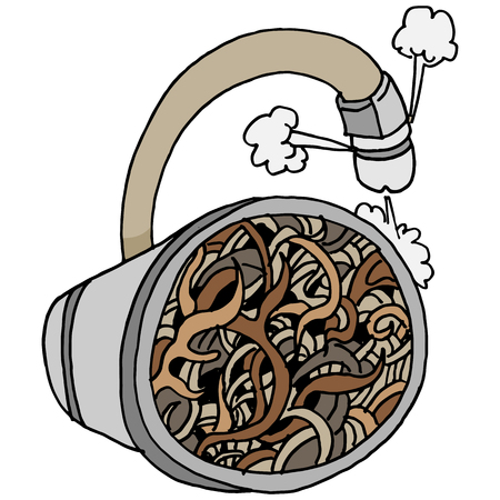 An image of a removing tree root clog using high pressure hose.のイラスト素材