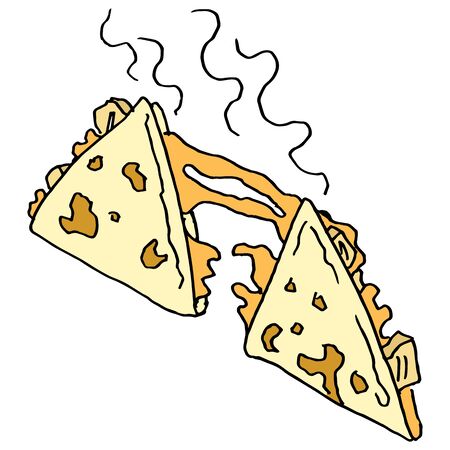 An image of a chicken and cheese quesadilla.のイラスト素材