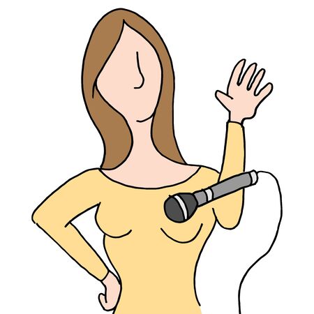 An image of a young woman dropping the mic.のイラスト素材