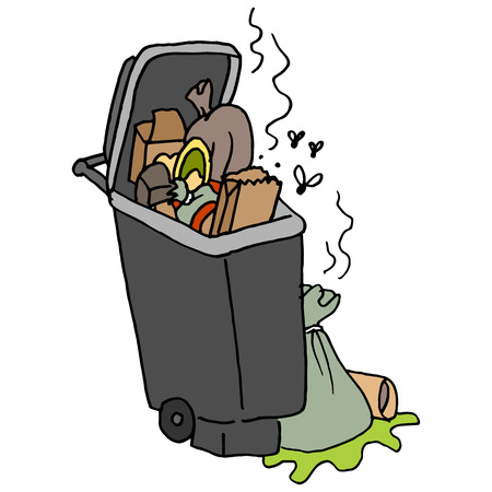 An image of a overflowing trash can.のイラスト素材