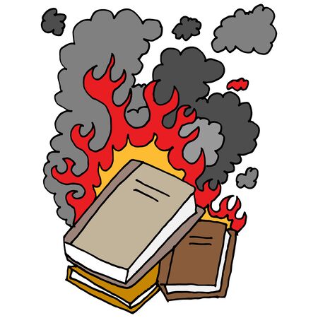 An image of a burning books.のイラスト素材