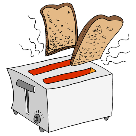 An image of a retro toaster toasting bread.のイラスト素材