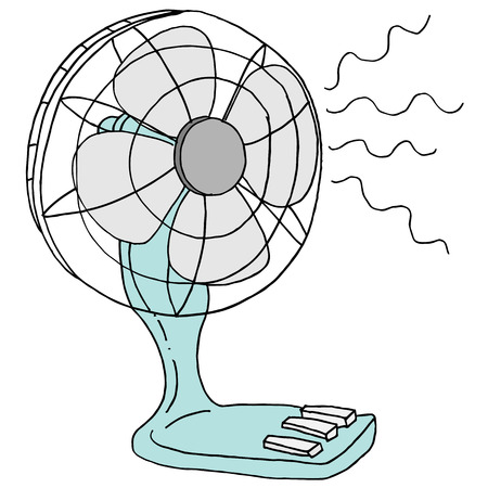 An image of a small desk electric desk fan.のイラスト素材