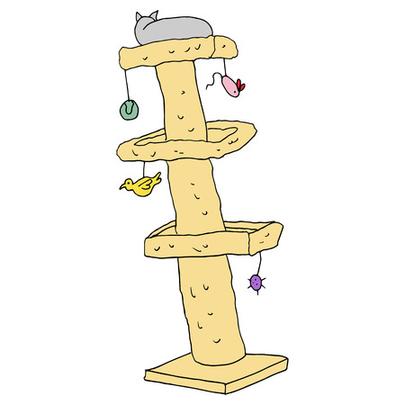 An image of a cat tree with toys.のイラスト素材