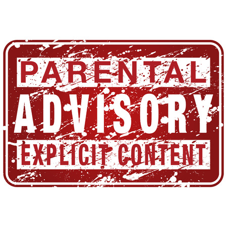 An image of a paint spattered parental advisory sign.のイラスト素材