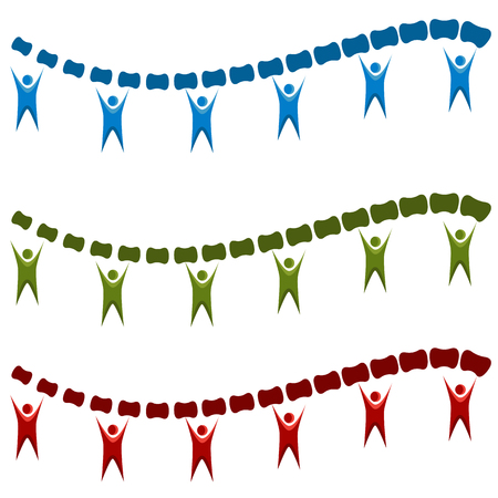 An image of a Spine Alignment Chiropractic Team Icon Set isolated on white.のイラスト素材