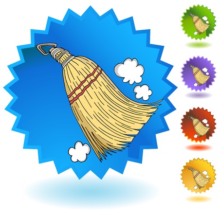 An image of a Sweeping Whisk Broom Starburst Badge Button Icon.のイラスト素材