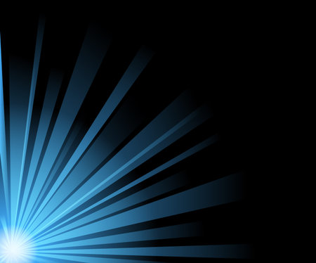 vector abstract illustration of blue light beams on blackのイラスト素材
