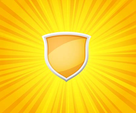 vector illustration of shield on sunrays backgroundのイラスト素材
