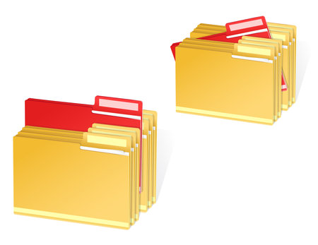 set of full folders with selected red item. のイラスト素材