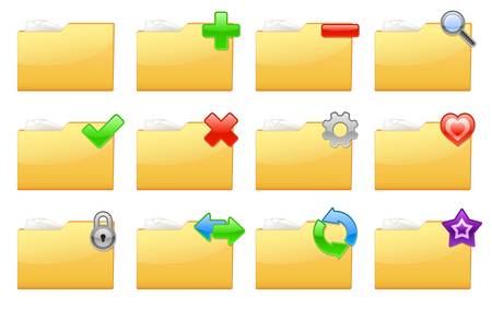 illustration of yellow interface folder management and administration iconsのイラスト素材