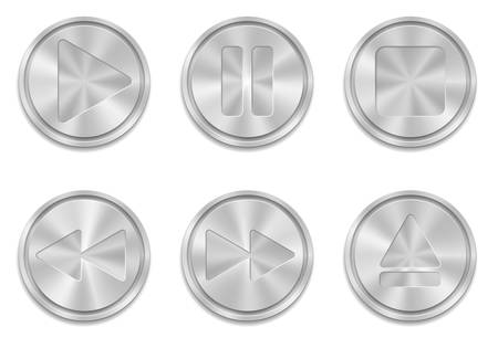 Vector illustration of vector metal buttons with multimedia sign iconsのイラスト素材