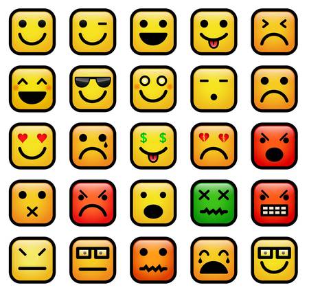 color icons of smiley facesのイラスト素材
