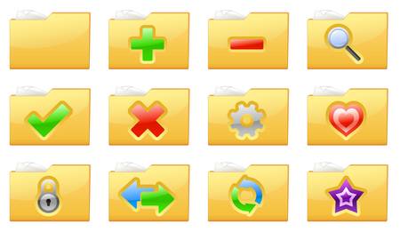 illustration of yellow interface folder management and administration iconsのイラスト素材