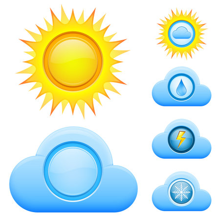 Vector illustration of colorful weather iconsのイラスト素材