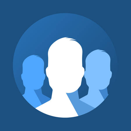 Vector illustration of group profiles icon in round frame. Flat versionのイラスト素材
