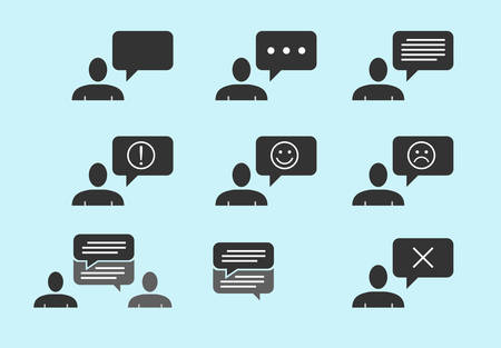 Set of man icons with speech bubblesのイラスト素材