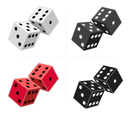 Vector illustration of different color dicesのイラスト素材