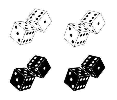 White and black dices iconsのイラスト素材