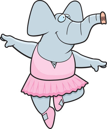 A happy cartoon ballerina elephant in a tutu.のイラスト素材