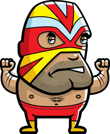 A cartoon Mexican luchador with a mask on.のイラスト素材