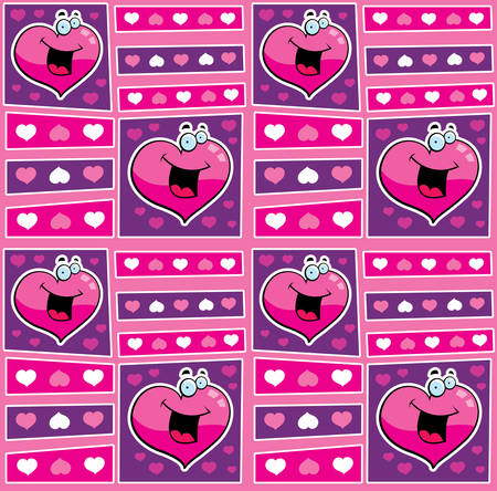 A seamless repeating cartoon pattern with hearts.のイラスト素材