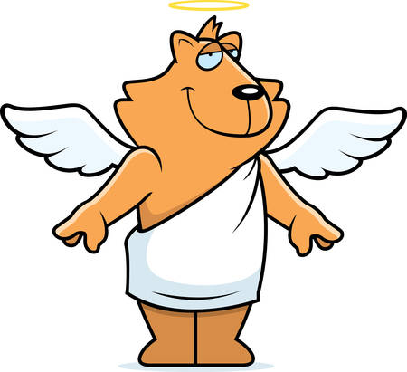 A cartoon cat with angel wings and halo.のイラスト素材