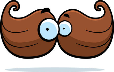 A cartoon brown colored mustache with eyes.のイラスト素材