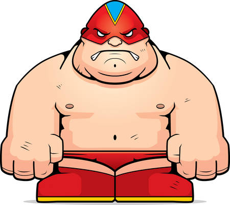 A cartoon big luchador with an angry expression.のイラスト素材