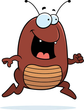 A happy cartoon flea running and smiling.のイラスト素材