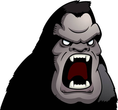 A cartoon ape with an angry expression.のイラスト素材