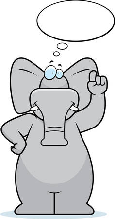 A happy cartoon elephant thinking and smiling.のイラスト素材