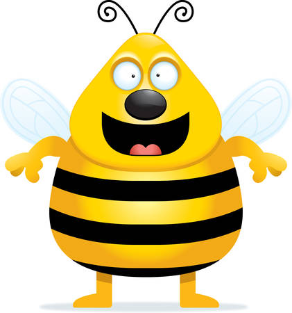 A happy cartoon bee standing and smiling.のイラスト素材