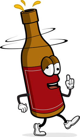 A happy cartoon drunk beer walking and smiling.のイラスト素材