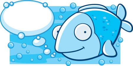 A happy cartoon fish talking and smiling.のイラスト素材