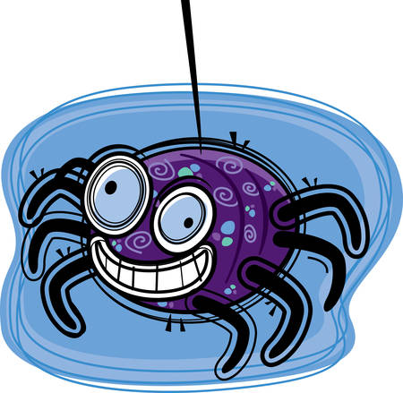 A cartoon purple spider happy and smiling.のイラスト素材