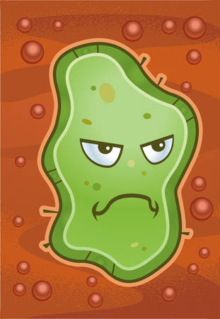 A cartoon germ with an angry expression.のイラスト素材