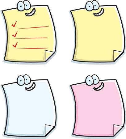 A group of cartoon sticky notes smiling and happy.のイラスト素材