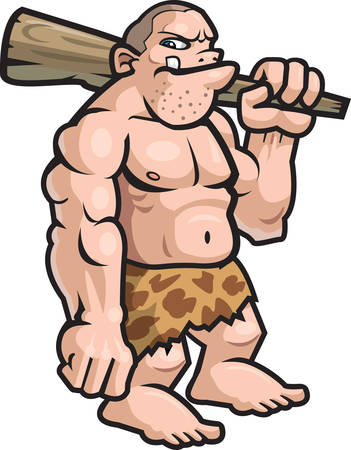 A big cartoon caveman with a club.のイラスト素材