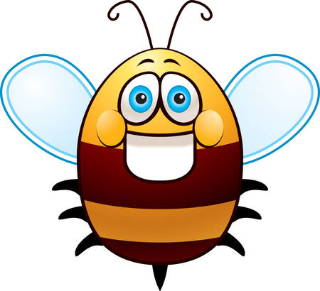 A cartoon fat bee happy and smiling.のイラスト素材