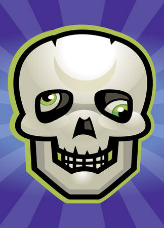 A cartoon skull on a purple background.のイラスト素材