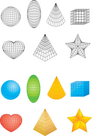 A variety of different colored geometric shapes.のイラスト素材