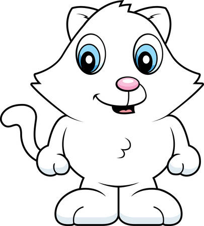 A cartoon baby cat smiling and happy.のイラスト素材